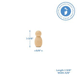 Tiny Peg Doll 1-3/8 inch Pack of 25 Peg People for Crafting and Nativity Set, Loose Parts Play Unfinished Wooden Peg Baby, by Woodpeckers Woodpeckers