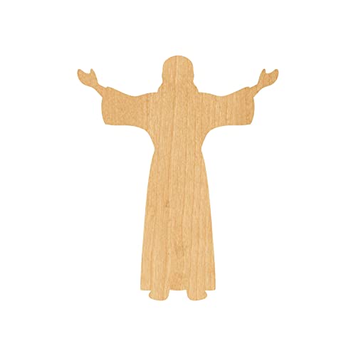 Unfinished Baltic Birch Wood for Crafts - Jesus Laser Cut Out Wood Shape Craft Supply - Various Size, 1/8 Inch Thickness, 1 Pcs - WoodArtSupply