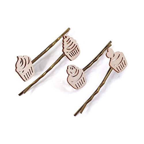 KitBeads 100pcs Random Hollow Cake Unfinished Wood Cutouts Wooden Cupcake Dessert Theme Filligree Wooden Ornament for DIY Crafts Home Decorations
