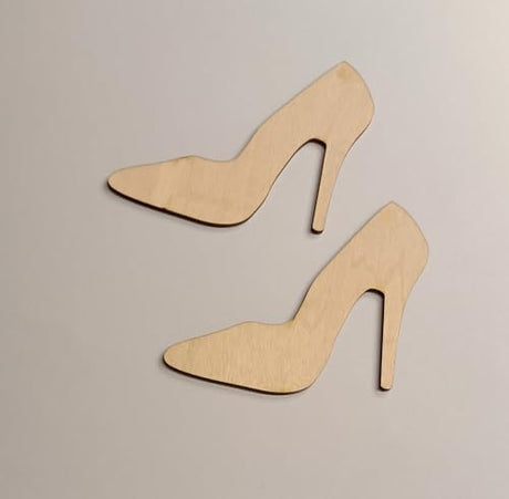20pcs of High Heels Shaped Wood Cutouts,High Heel Shape,Wooden High Heel for Crafts and Decorations (4'') RUIXUAN