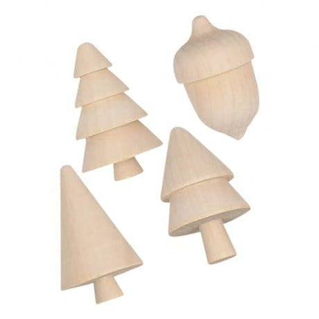 VILLCASE Unfinished Wood Christmas Tree Unfinished Wood Acorn Wood Doll Peg Tree Blank Wood Xmas Tree Crafts for DIY Arts Drawing Painting Craft VILLCASE
