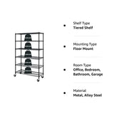 HCY 6-Tier Storage Shelf Heavy Duty Storage Shelving Unit NSF Height Adjustable Metal Storage Rack with Wheels for Laundry Bathroom Kitchen Garage HCY