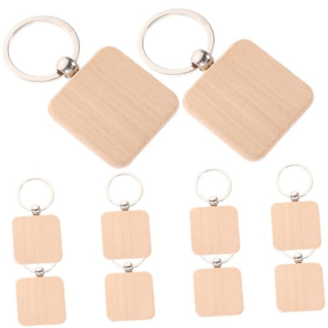 KALLORY 10pcs Wooden Keychain Wood Key Tags Wooden Key Tags Predrilled Log Motel Keychain Unfinished Wood Keychain Wallet Key Chain Wood Decorative KALLORY
