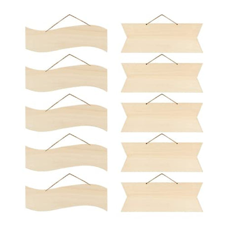 Kisangel 10pcs Hanging Decorative Plaque Unfinished Wood Sign Blank Wooden Plaque Wooden Slices Blank Hanging plaques Wood Decor Blank Wooden Signs Kisangel
