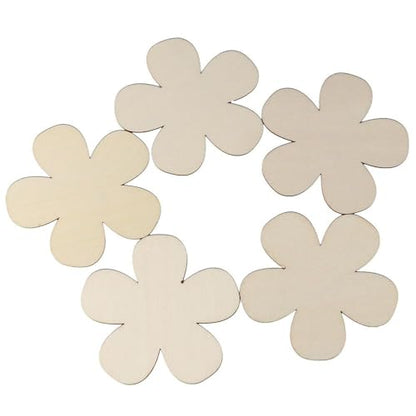 hobbyhub 60 Pcs Blank Unfinished Wood Flower,Wooden Flower Shape Ornaments for DIY Painting Crafts/Home Decorations - WoodArtSupply