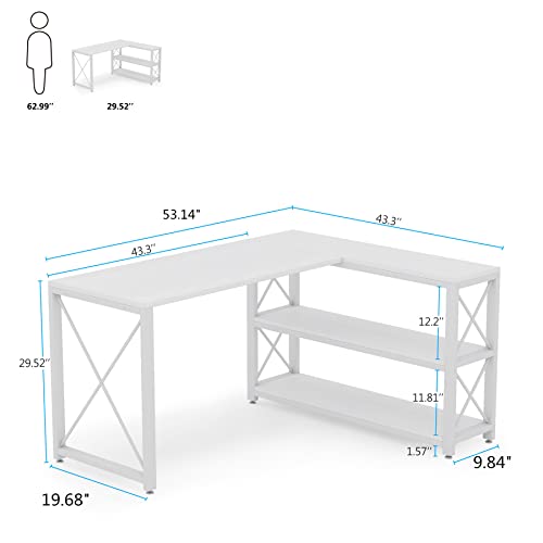 Tribesigns Reversible Industrial L-Shaped Desk with Storage Shelves, Corner Computer Desk PC Laptop Study Table Workstation for Home Office Small - WoodArtSupply