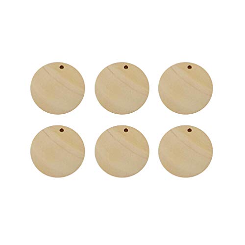50pcs Unfinished Round Earrings Christmas Baubles Unfinished Wood Cutouts Wooden Flat Chips Craft Wood Slices Wooden Discs Wooden Embellishments SUPVOX