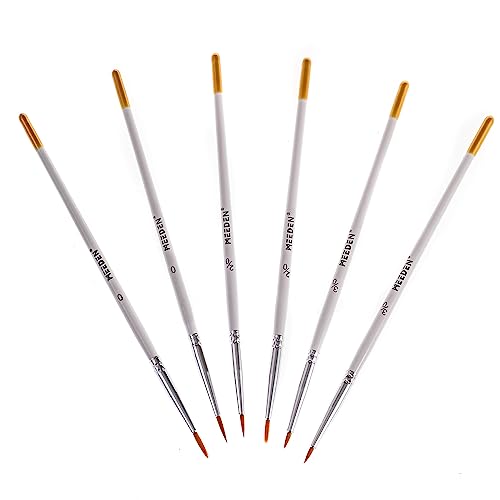 MEEDEN Miniature Detail Paint Brushes, 2/0 3/0 0 Small Fine Tip Paintbrush Set for Acrylic Watercolor Painting, Model Paint Brush for Craft, Nail MEEDEN