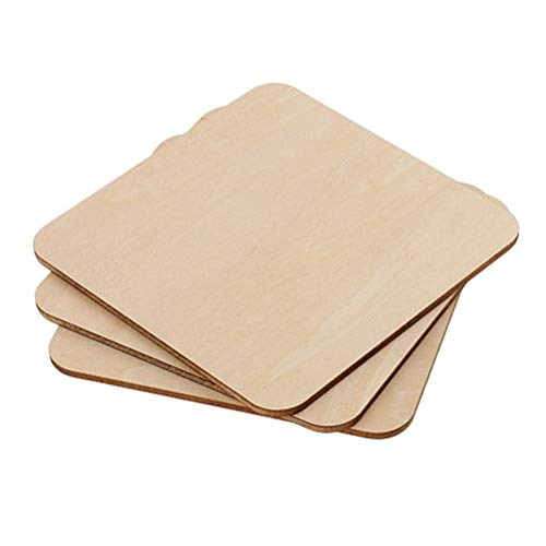 LIOOBO 50pcs Wooden Slice Blank Cutout Square House Ornaments Square Blank Wooden Flat Ornaments Wooden Squares Cutout Tiles Natural Wood Decor - WoodArtSupply