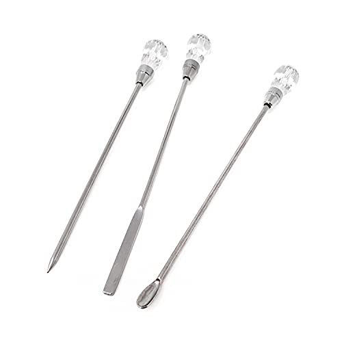 Honbay 9PCS Stainless Steel Stirring Needle Spoon Tool Powder Spoon Bubble Needle Jewelry Making Kit for DIY Epoxy Resin Casting Molds (3 Color, 3 HONBAY