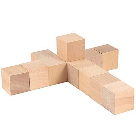 HOIGON 20 PCS 2 Inch Wooden Cubes Unfinished Wood Blocks, Natural Premium Square Blank Wooden Block for Craft Decorating Puzzle Painting Making DIY HOIGON