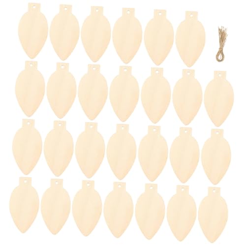 Yardenfun 1 Set Christmas Decoration Wood Christmas Light Bulb Christmas Crafts Wood Slices Wood Slice Ornaments Christmas Tree Baubles DIY Christmas Yardenfun