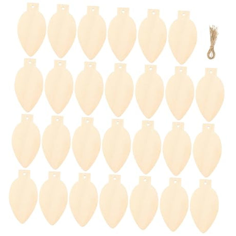Yardenfun 1 Set Christmas Decoration Wood Christmas Light Bulb Christmas Crafts Wood Slices Wood Slice Ornaments Christmas Tree Baubles DIY Christmas Yardenfun