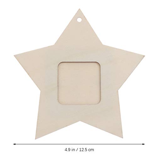 SEWACC 10pcs Mini Photo Frame Unfinished Wooden Picture Frame DIY Hanging Photo Frame Five-Pointed Star Shape Photo Frame for Home Decoration SEWACC