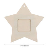 SEWACC 10pcs Mini Photo Frame Unfinished Wooden Picture Frame DIY Hanging Photo Frame Five-Pointed Star Shape Photo Frame for Home Decoration SEWACC