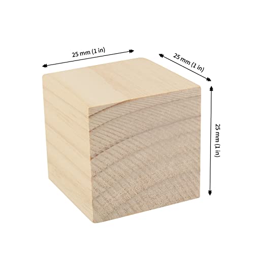JAPCHET 200 Pieces Wood Blocks for Crafts, 1 Inch Unfinished Square Wooden Cubes Wood Blocks, Natural Blank Wood Blocks for DIY Crafts, Puzzle JAPCHET