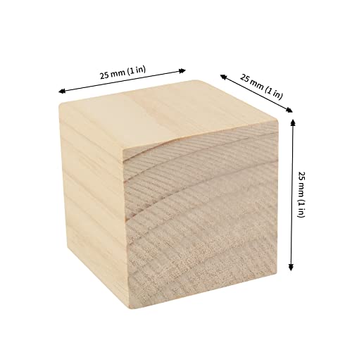JAPCHET 200 Pieces Wood Blocks for Crafts, 1 Inch Unfinished Square Wooden Cubes Wood Blocks, Natural Blank Wood Blocks for DIY Crafts, Puzzle