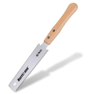 HURRICANE Japanese Hand Saw, 6 Inch (150mm) Double Edge Sided Pull Saw, SK5 Flexible Blade, 14/17 TPI Flush Cut Saw, Beech Handle Wood Saw,