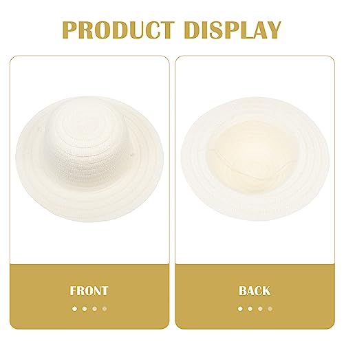 TEHAUX DIY Straw Hats, White Straw Hats Outdoor Woven Hat Unfinished Blank Hats Straw Hats for Art Painting & DIY Tea Party Dress Up Hats 6Pcs TEHAUX