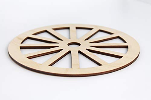 Spoked Wagon Wheel Unfinished Wood Laser Cut Out Cutout Shape Crafts Sign DIY Ready to Paint or Stain - WoodArtSupply