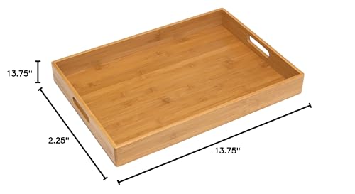 Lipper International 8865 Solid Bamboo Wood Serving Tray, 19.75" x 13.75" x 2.25" - WoodArtSupply