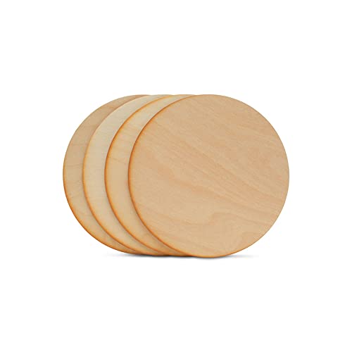 Unfinished Circles 5 inch, 1/8 Inch Thick, Pack of 5 Round Discs with Rustic Burnt Edges for Christmas Tree Decor, by Woodpeckers