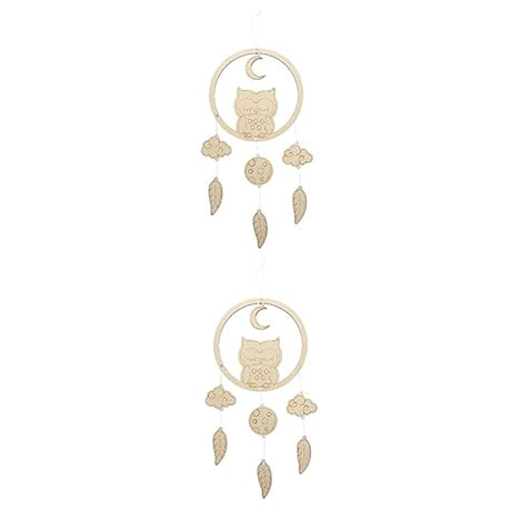 DECHOUS 2 Pcs Wind Chime Ornament Baby Nursery Wood Cutout Wood Dream Catcher Dream Catcher Making Kit Baby Nursery Wood Hanging Dream Catchers DECHOUS