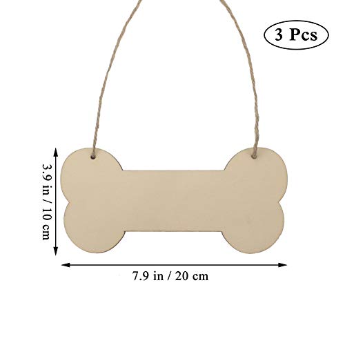 Dog Bone Hanging Wood,Unfinished Sign Blank Hanging Wood DIY 3pcs Samanter