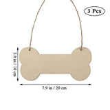Dog Bone Hanging Wood,Unfinished Sign Blank Hanging Wood DIY 3pcs Samanter