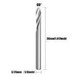 HUHAO Spiral 60 Degree V Groove Engraving Tool Flat Bottom CNC Router Bits 1/8 Inch Shank for Aluminum MDF Hard Wood Copper 5PCS HUHAO