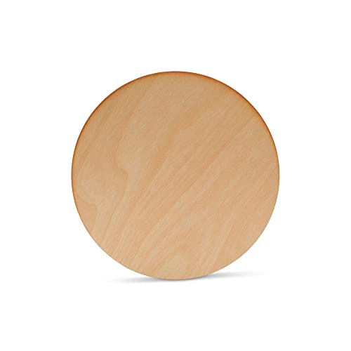 7-inch Wood Circle Disc, 1/8 inch Thick with Rustic Burnt Edges, Pack of 5 Unfinished Round Wooden Circles for Crafts, Birch Plywood, by Woodpeckers
