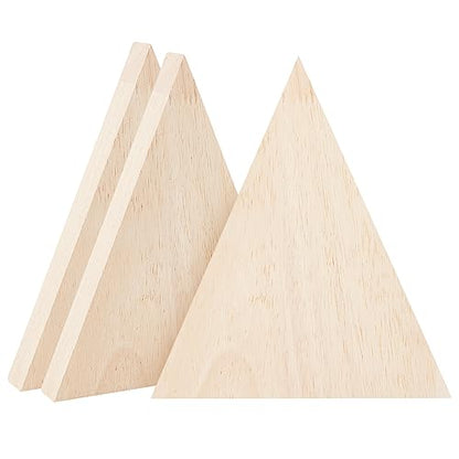 OLYCRAFT 3Pcs Unfinished Wooden Triangle Shaped Blocks Triangle Wooden Tray Plates Blank Wooden Cutouts Unpainted Wood Triangle Slices for Home