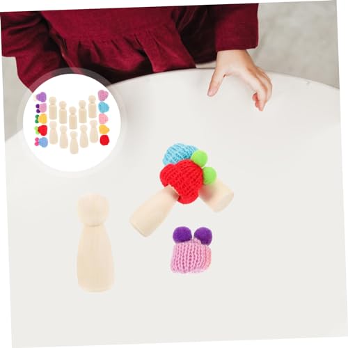 Gogogmee 1 Set Painted Puppet Toys Unfinished Wood Figure Montessori peg Dolls Blank Dolls Craft Blank Family Figures peg Doll Painting Craft peg Gogogmee