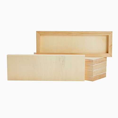 6 Pack Unfinished Wood Canvas Boards for Crafts, Wooden Panels for Painting (4 x 12 in) Bright Creations