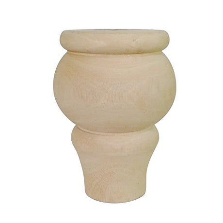 Btibpse Replacement Unfinished Sofa Legs Furniture Bun Feet Solid Wood Foot for Sofa, Chair, Loveseat, Ottoman, Dresser Set of 4 Btibpse