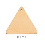 EXCEART 100pcs Wooden Cutouts for Crafts Triangle Wood Cutout Unfinished Painting Wooden Pieces Slices with Hole Pendant Ornaments 40mm EXCEART