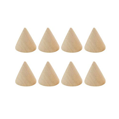 10pcs Unpainted Wooden Cones Ring Holder Jewelry Display Stand DIY Craft