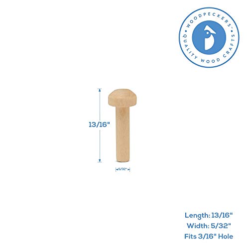 Wood Axle Pegs 13/16-inch, Pack of 100 Mini Wooden Pegs for Wood Train Craft, Fits 3/16-inch Hole Wood Wheel for Crafts, by Woodpeckers Woodpeckers