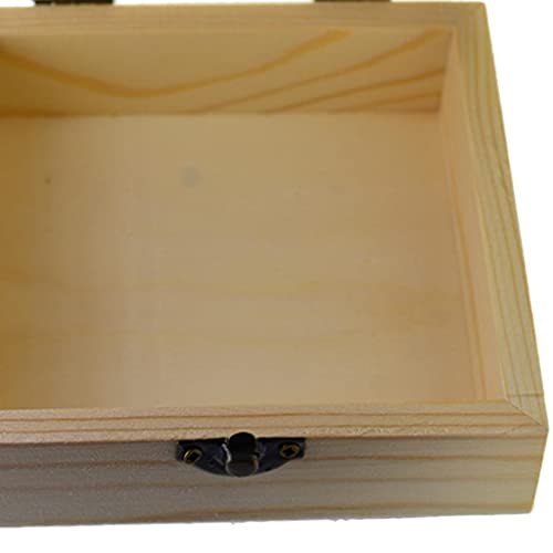 barenx Square Unpainted Wood Jewelry Box Plain Unfinished Wood Trinket - WoodArtSupply