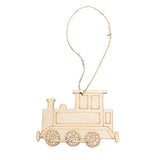 SEWACC 40 Pcs Rustic Wood Logs Wooden Train Cutout Mini Wooden Slices Party Wooden Ornaments Unfinished Train Cutouts Christmas Decor Wooden Hanging SEWACC