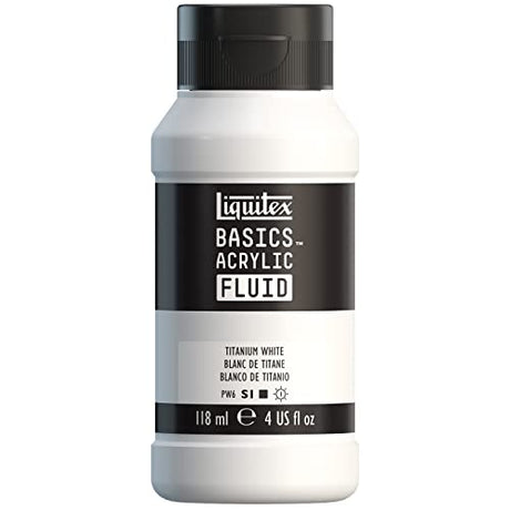 Liquitex BASICS Acrylic Fluid Paint, 250ml (8.5-oz) Bottle, Titanium White, 1 count (pack of 1) Liquitex