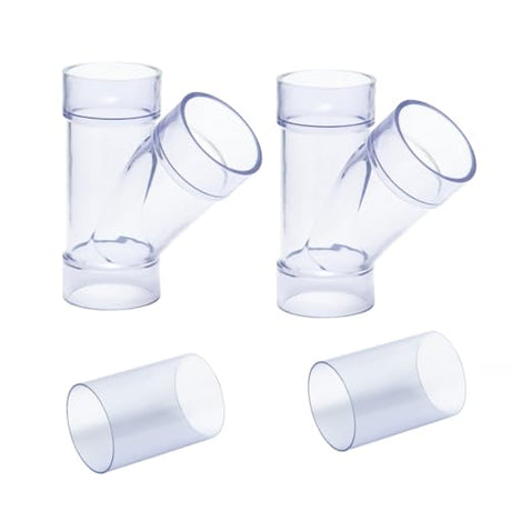 POWERTEC 70320-P2V 2-1/2" ID Y Fitting for OD Pipe or OD Connectors, with Splice for Dust Hose Connection, 2 Sets POWERTEC