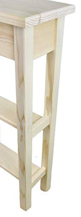 46" Narrow Console Sofa Table - Unfinished Foyer Pine Table With 2 Bottom Storage Shelf Generic