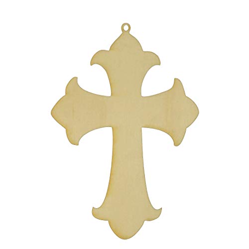 Unfinished Cross Wood Cut Out Available in a Variety of Sizes and Thicknesses (1/4” Thickness, Small 4.75" x 7" (Package of 10)) - WoodArtSupply