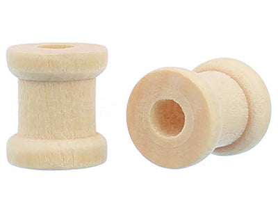 CleverDelights 1/2" x 1/2" Wood Spools - 50 Pack - Empty Craft Spools