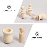Kisangel 8pcs Hand Painted Ornaments Wooden Doll Bodiesd Wooden People pegs Blank peg Doll Unfinished Wooden Doll Peg Dolls with Cups Kid Toys DIY Kisangel