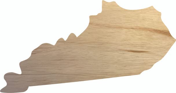 Kentucky Wooden State 22" Cutout, Unfinished Real Wood State Shape, Craft