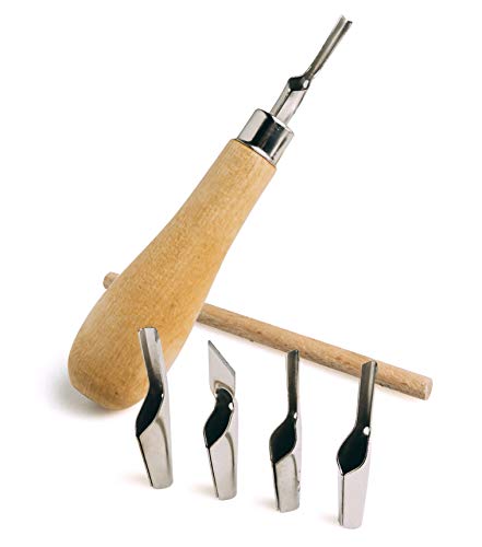 Bastex 5 in 1 Linoleum Cutter Tools. 5 Blade Set for Lino Cutting, Linograph Printmaking Stamp. Great Cutters for Rubber Stamps, DIY Carving, Blocks, Bastex