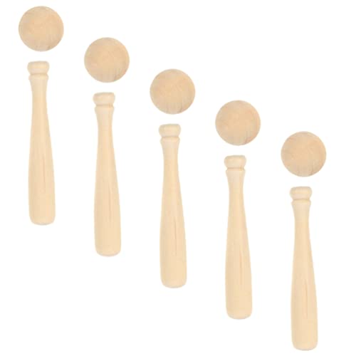 Toyvian Unfinished Mini Wooden Baseball Bats and Balls Unpainted Wood Baseball Bats for Scrapbooking and DIY Craft Projects Toyvian