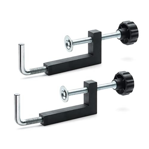 POWERTEC 71004V Universal Fence Clamp, 2 PK, For Table Saws, Router Tables, Clamping Squares, Drill Press Tables, Mitre Saws, With 3/8" Rod - WoodArtSupply